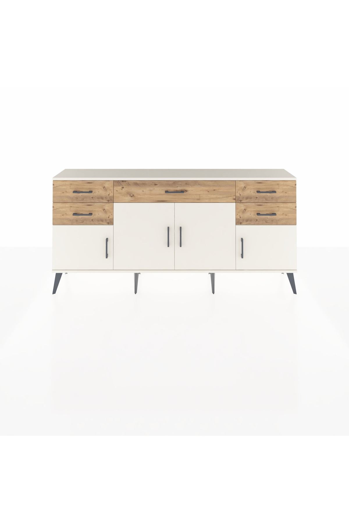 Arges Konsol Tek Raflı 5 Çekmeceli 4 Kapaklı 176x30x83 - S148M026V06A