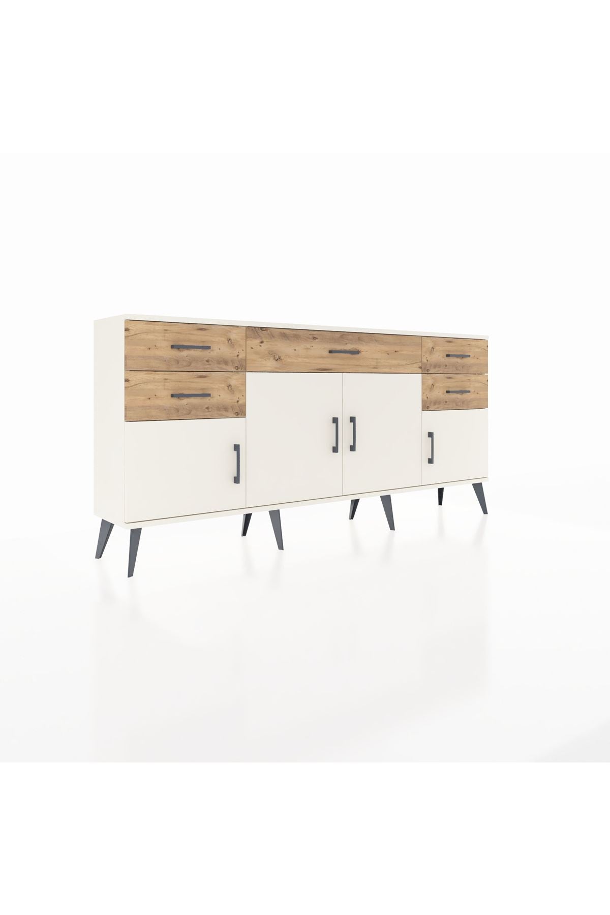 Arges Konsol Tek Raflı 5 Çekmeceli 4 Kapaklı 176x30x83 - S148M026V06A