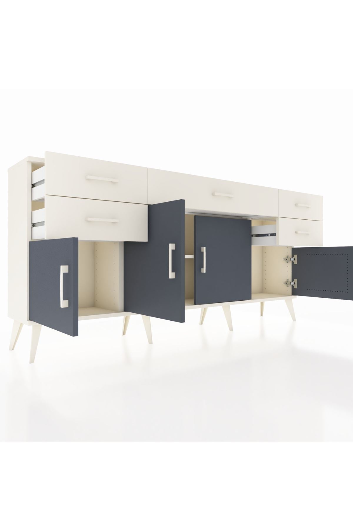 Arges Konsol Tek Raflı 5 Çekmeceli 4 Kapaklı 176x30x83 - S148M026V07A