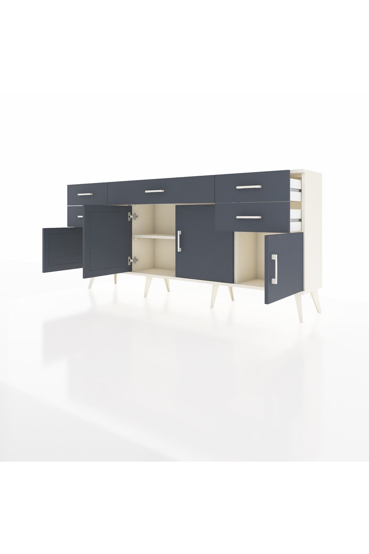 Arges Konsol Tek Raflı 5 Çekmeceli 4 Kapaklı 176x30x83 - S148M026V08A