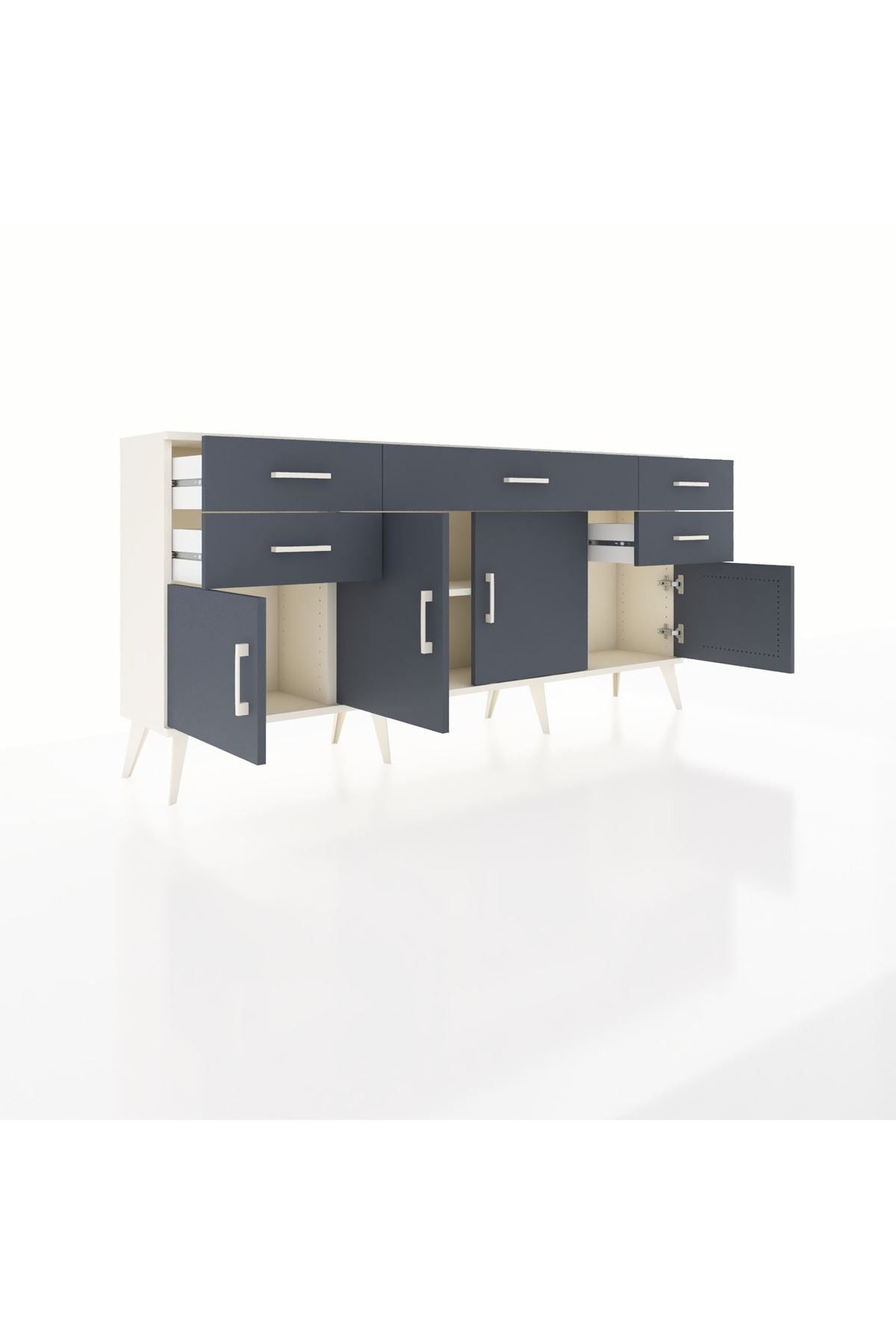 Arges Konsol Tek Raflı 5 Çekmeceli 4 Kapaklı 176x30x83 - S148M026V08A