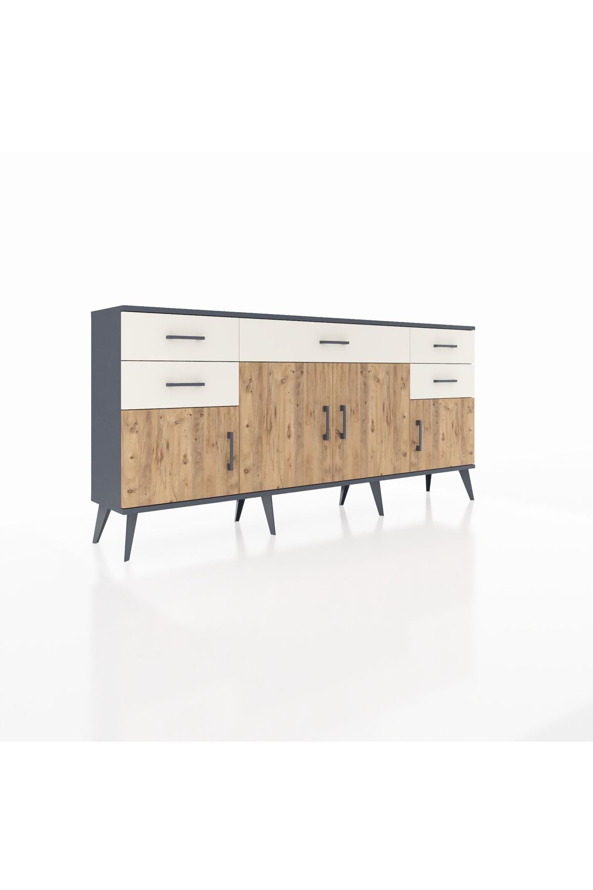 Arges Konsol Tek Raflı 5 Çekmeceli 4 Kapaklı 176x30x83 - S148M026V10A