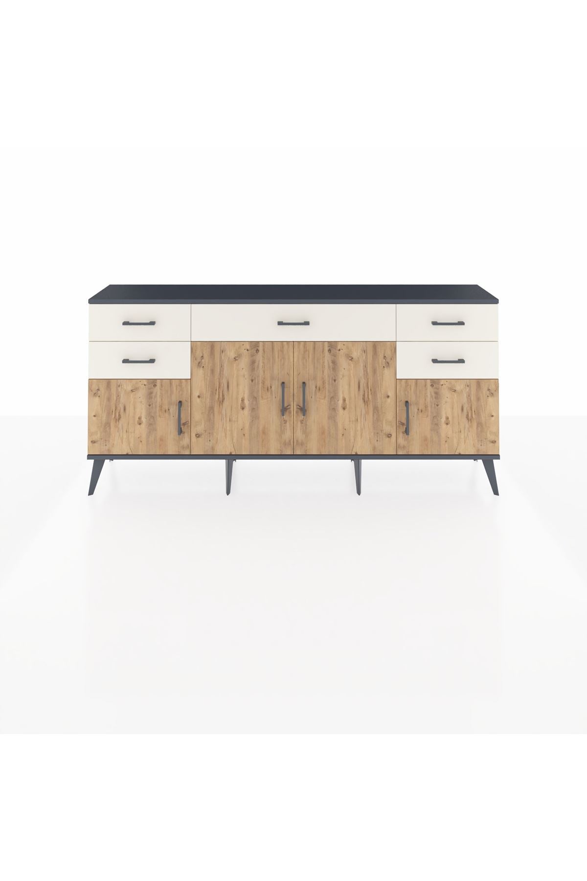 Arges Konsol Tek Raflı 5 Çekmeceli 4 Kapaklı 176x30x83 - S148M026V10A
