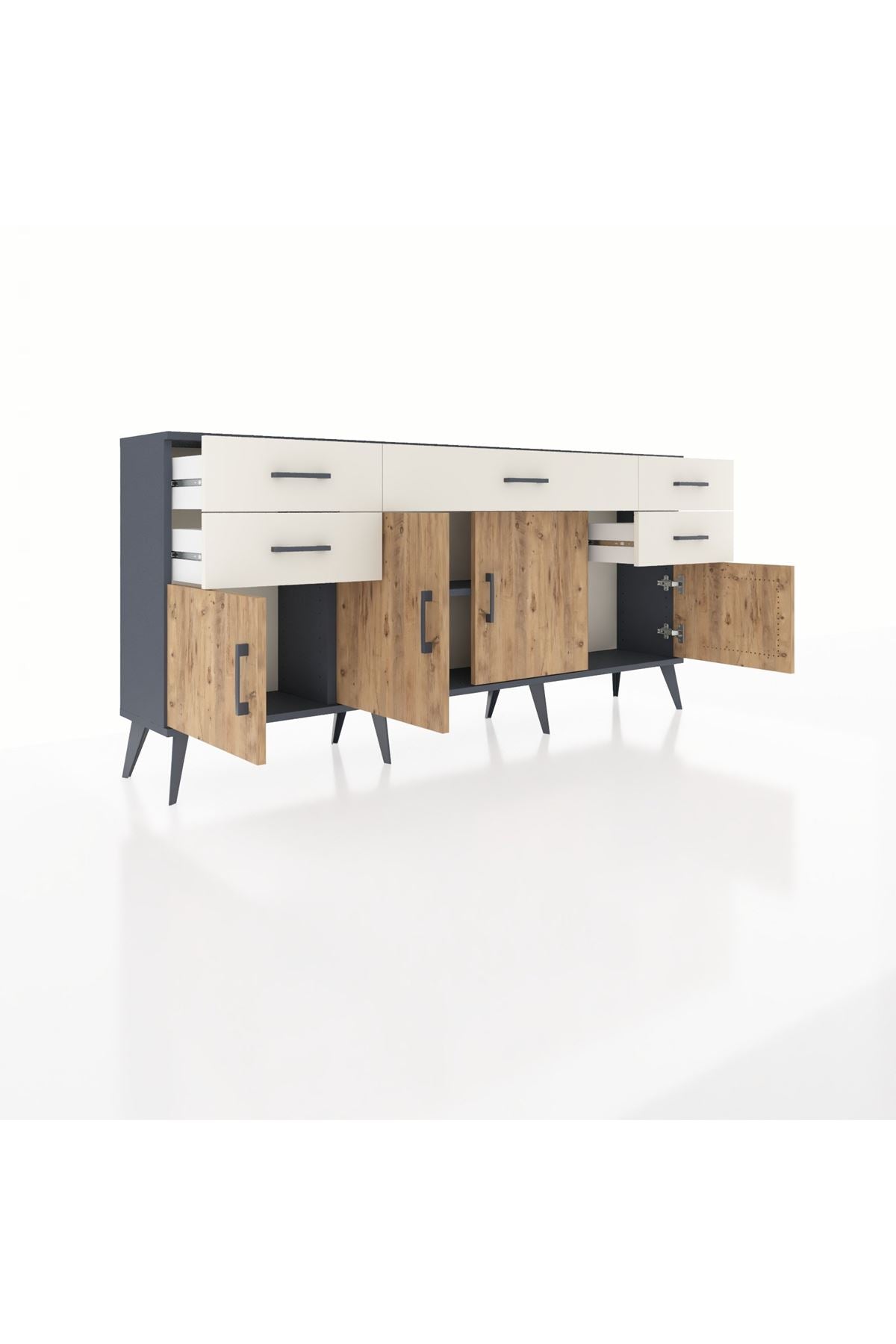 Arges Konsol Tek Raflı 5 Çekmeceli 4 Kapaklı 176x30x83 - S148M026V10A