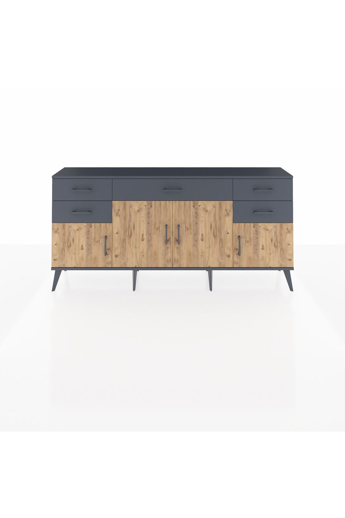 Arges Konsol Tek Raflı 5 Çekmeceli 4 Kapaklı 176x30x83 - S148M026V11A