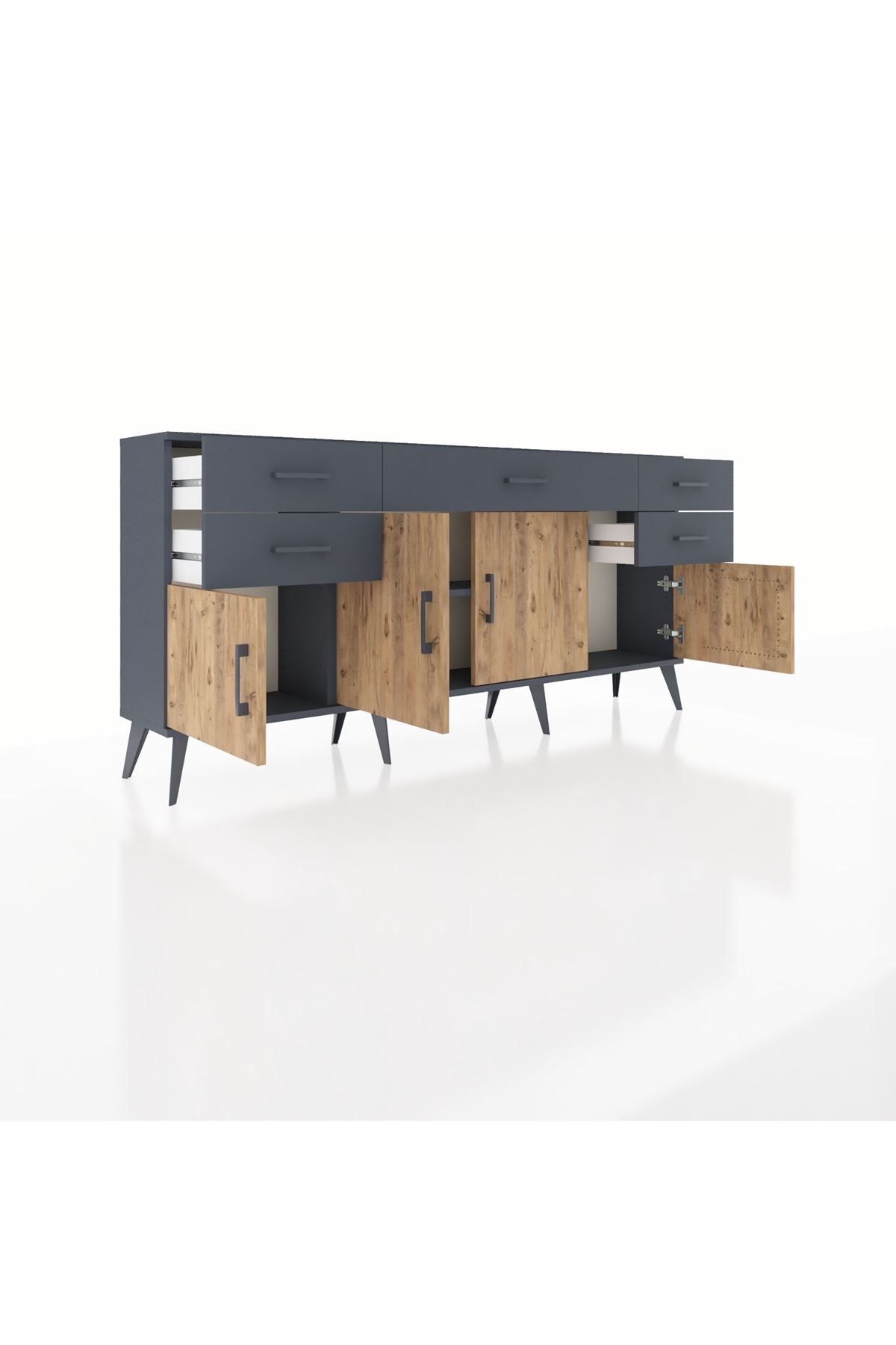 Arges Konsol Tek Raflı 5 Çekmeceli 4 Kapaklı 176x30x83 - S148M026V11A