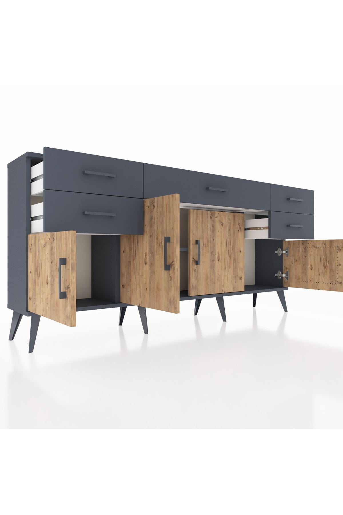 Arges Konsol Tek Raflı 5 Çekmeceli 4 Kapaklı 176x30x83 - S148M026V11A