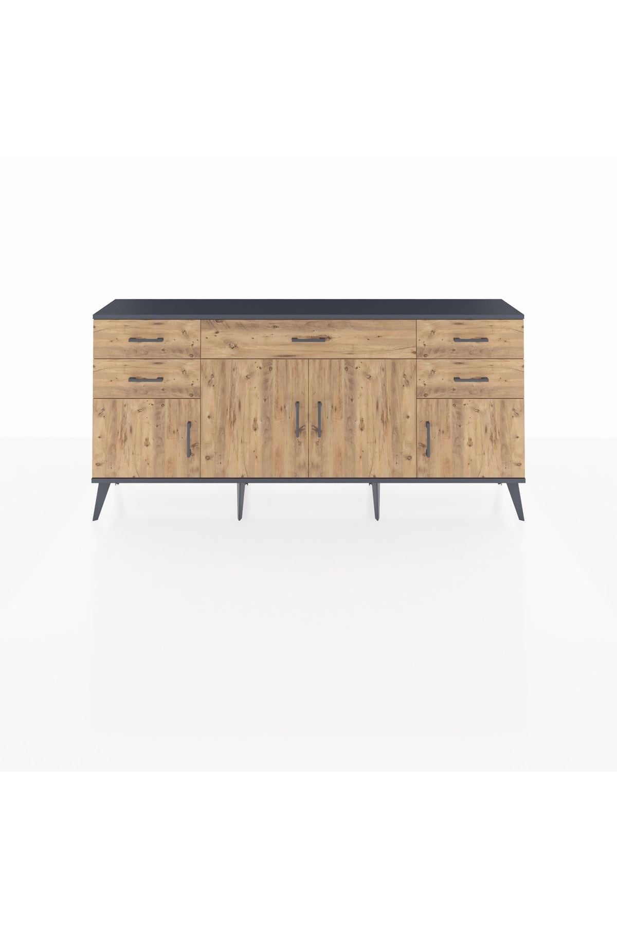 Arges Konsol Tek Raflı 5 Çekmeceli 4 Kapaklı 176x30x83 - S148M026V12A