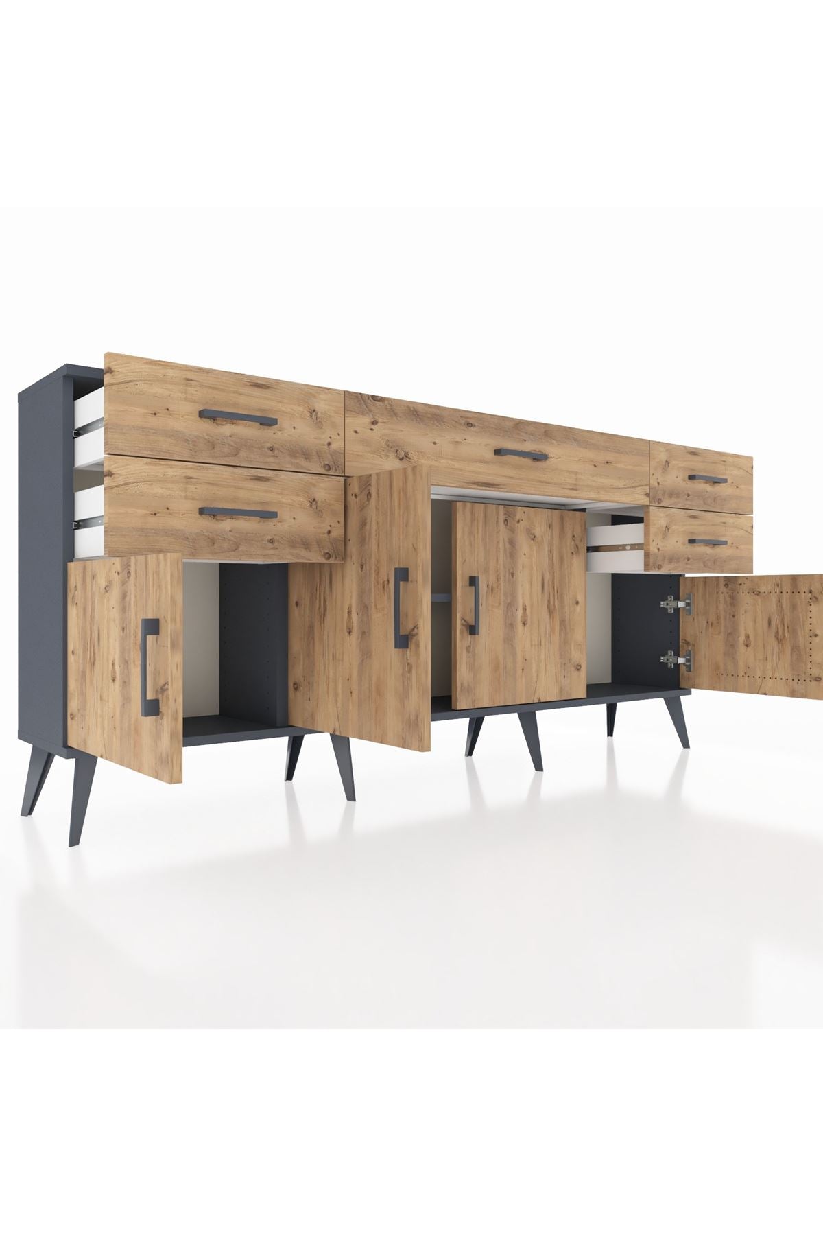 Arges Konsol Tek Raflı 5 Çekmeceli 4 Kapaklı 176x30x83 - S148M026V12A
