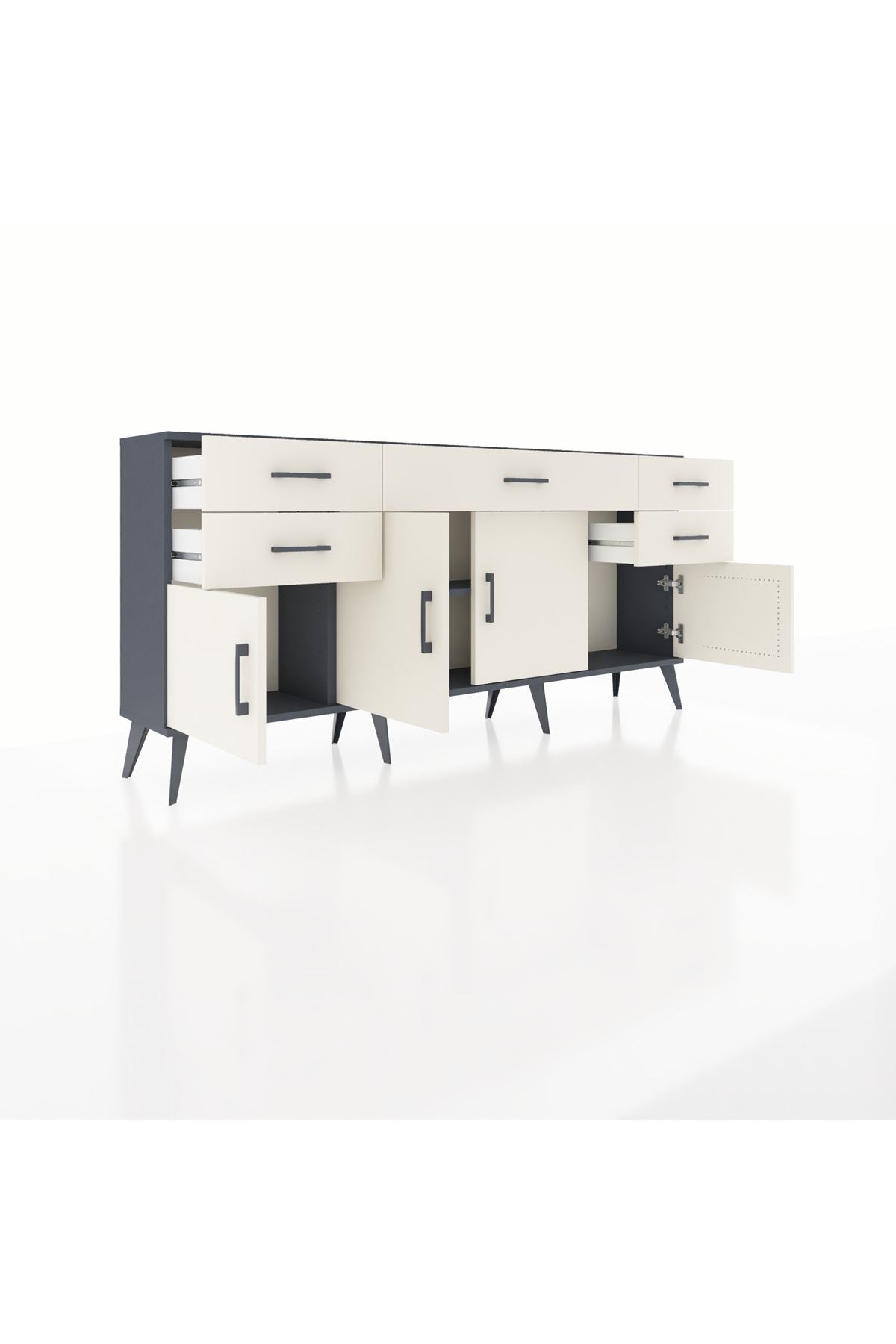 Arges Konsol Tek Raflı 5 Çekmeceli 4 Kapaklı 176x30x83 - S148M026V13A