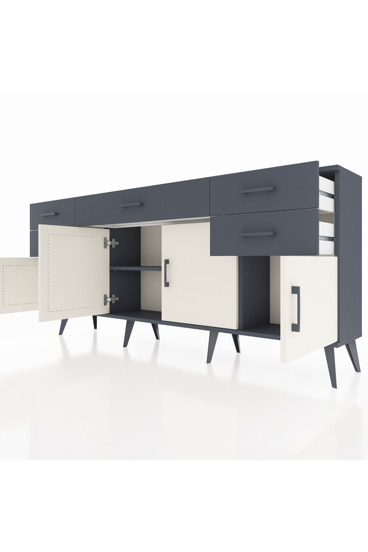 Arges Konsol Tek Raflı 5 Çekmeceli 4 Kapaklı 176x30x83 - S148M026V14A