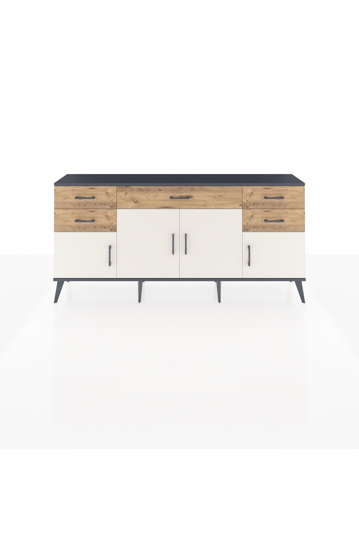 Arges Konsol Tek Raflı 5 Çekmeceli 4 Kapaklı 176x30x83 - S148M026V15A