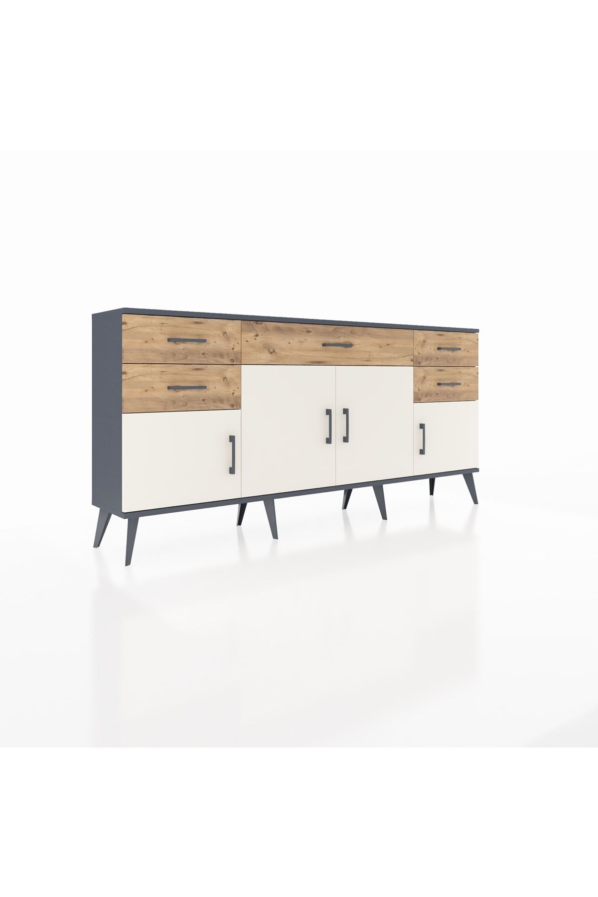 Arges Konsol Tek Raflı 5 Çekmeceli 4 Kapaklı 176x30x83 - S148M026V15A