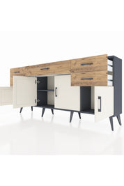 Arges Konsol Tek Raflı 5 Çekmeceli 4 Kapaklı 176x30x83 - S148M026V15A