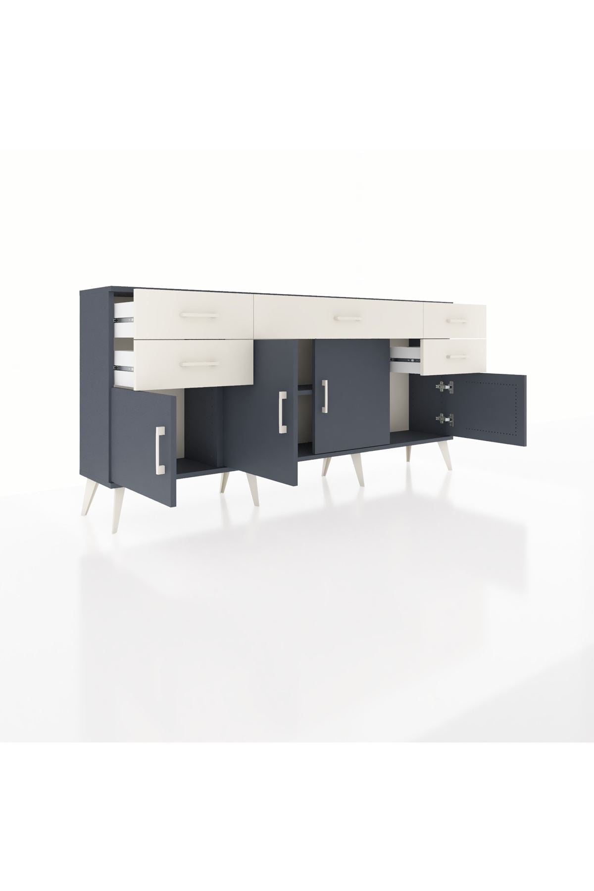 Arges Konsol Tek Raflı 5 Çekmeceli 4 Kapaklı 176x30x83 - S148M026V16A