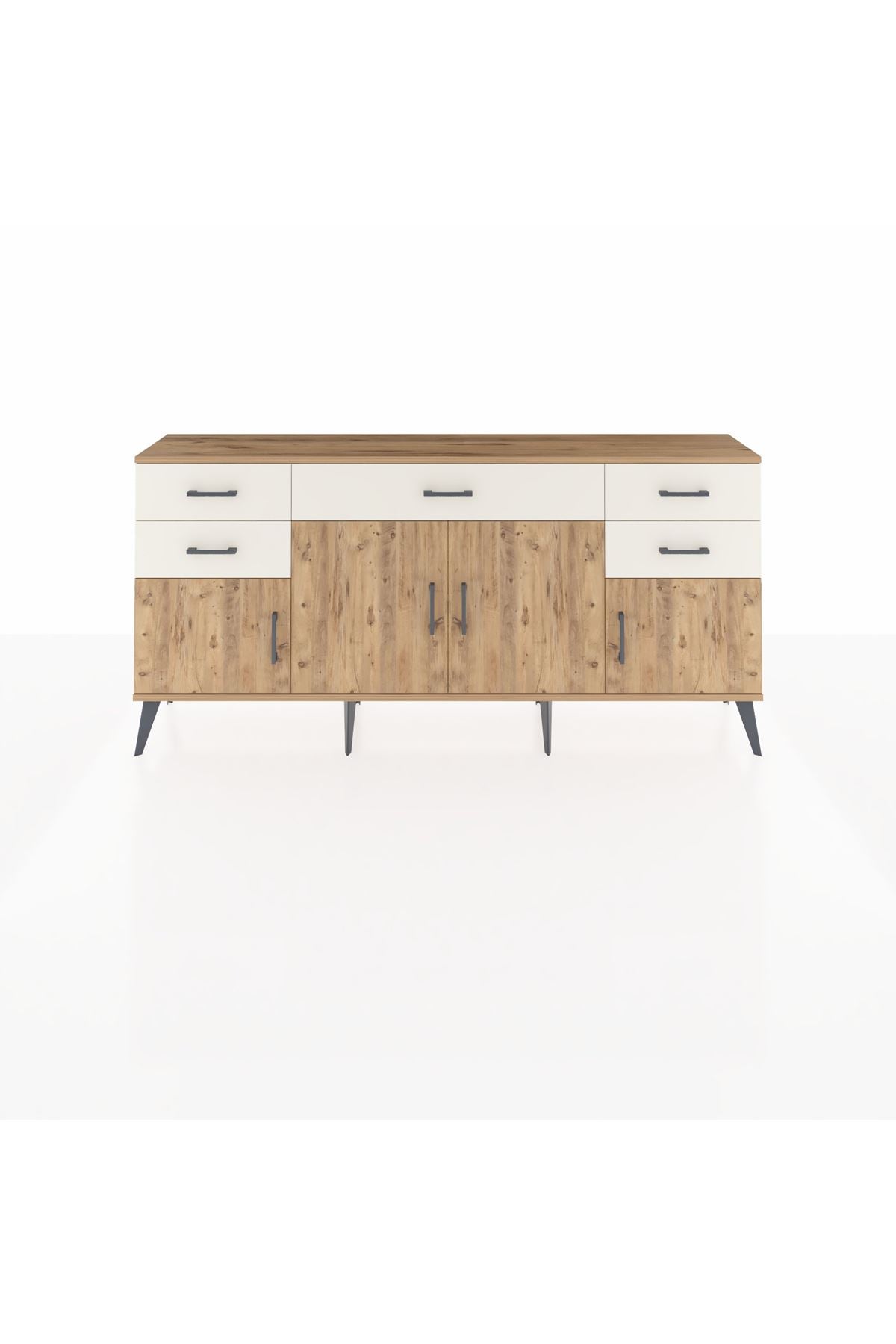 Arges Konsol Tek Raflı 5 Çekmeceli 4 Kapaklı 176x30x83 - S148M026V19A