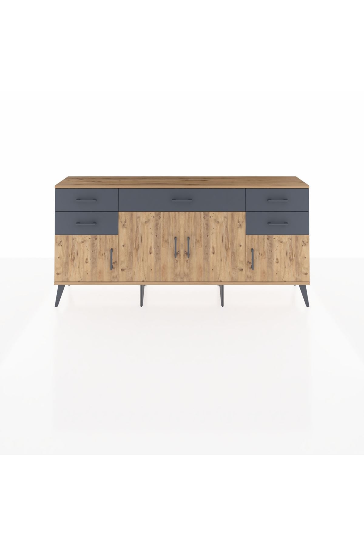 Arges Konsol Tek Raflı 5 Çekmeceli 4 Kapaklı 176x30x83 - S148M026V20A