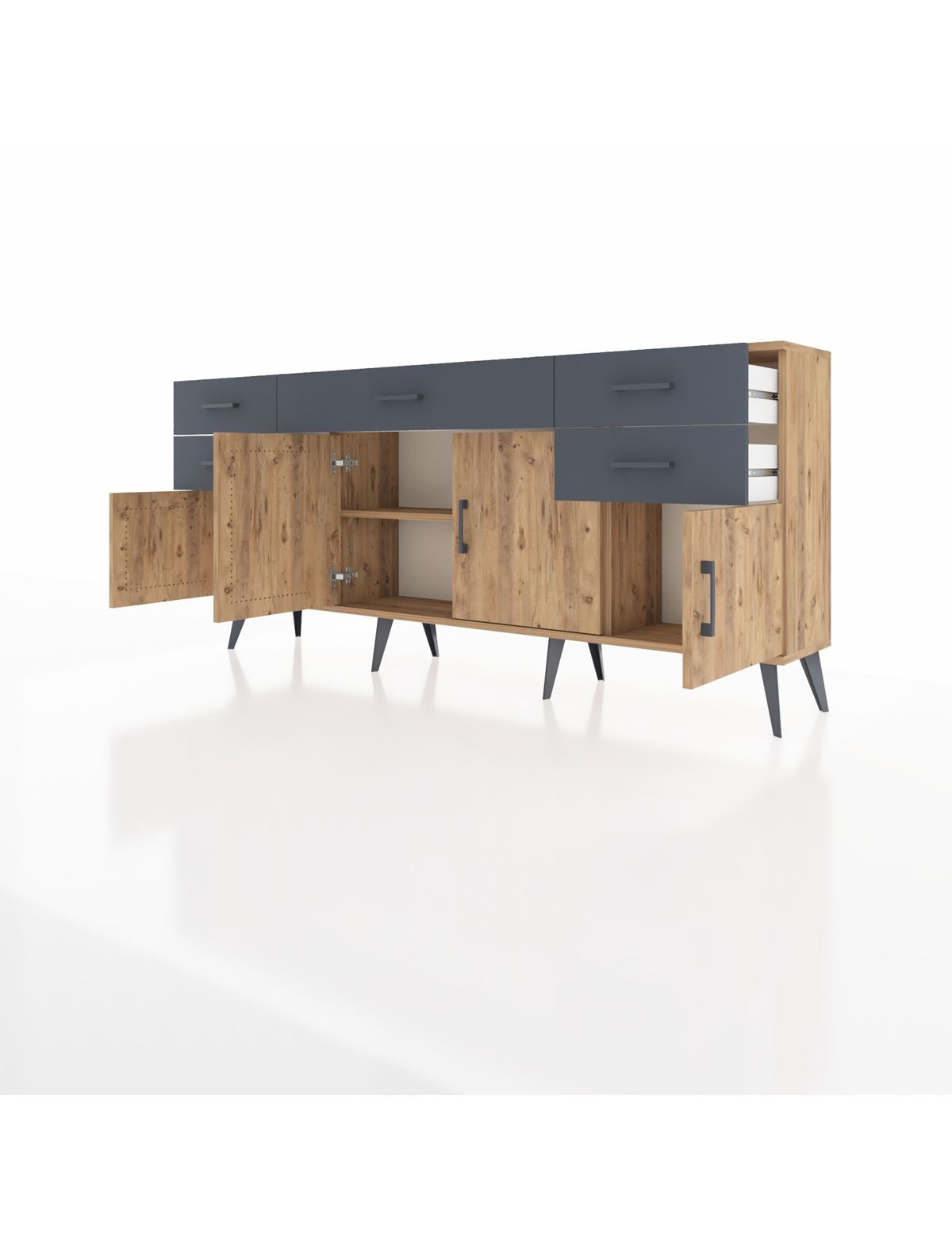 Arges Konsol Tek Raflı 5 Çekmeceli 4 Kapaklı 176x30x83 - S148M026V20A