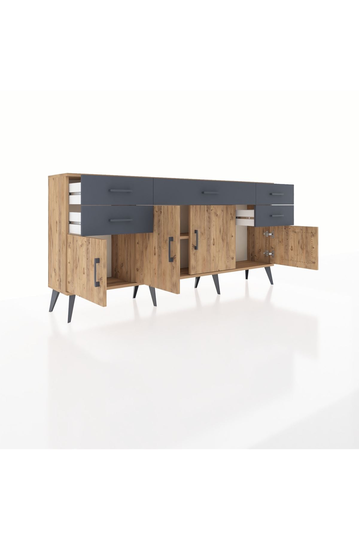 Arges Konsol Tek Raflı 5 Çekmeceli 4 Kapaklı 176x30x83 - S148M026V20A