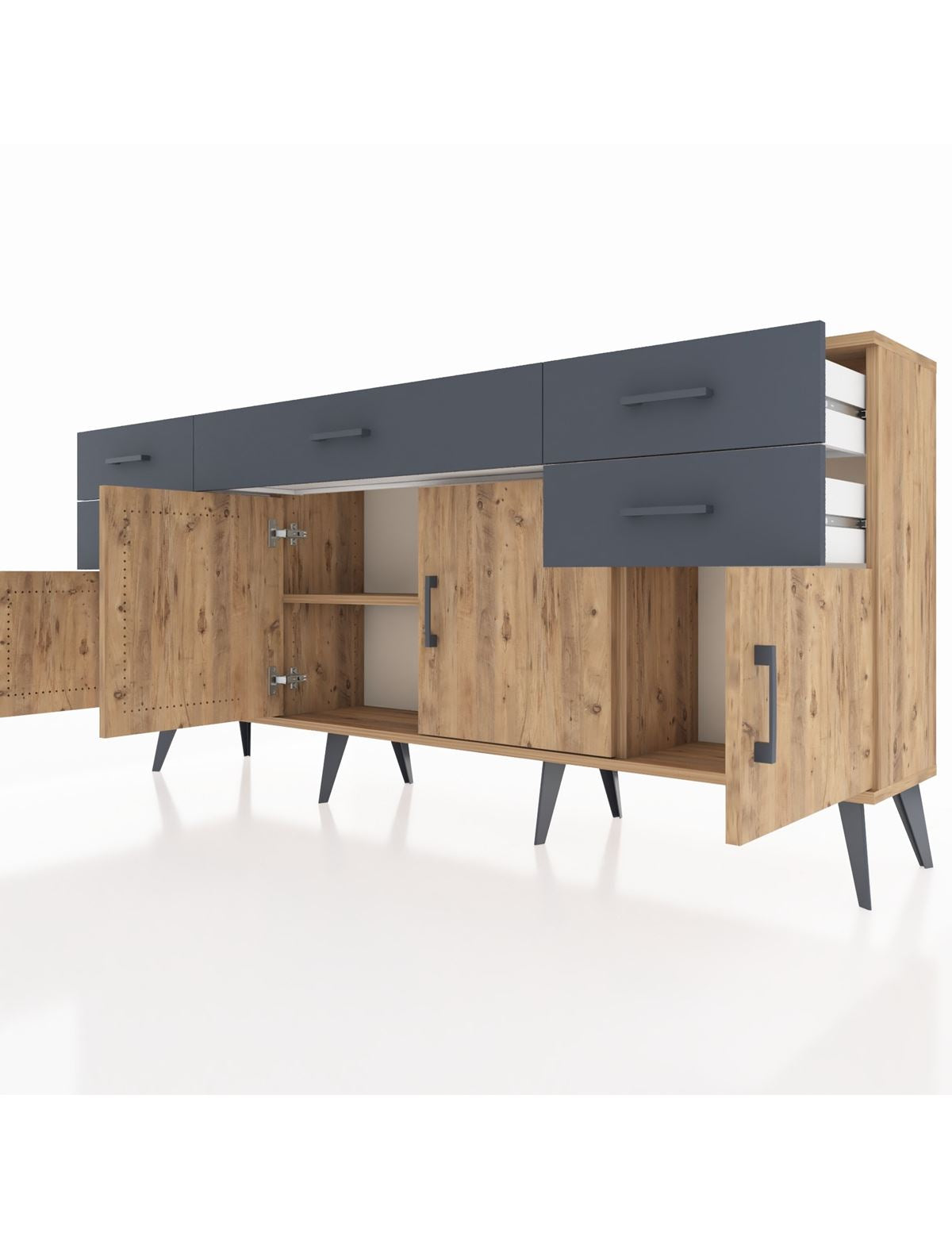 Arges Konsol Tek Raflı 5 Çekmeceli 4 Kapaklı 176x30x83 - S148M026V20A
