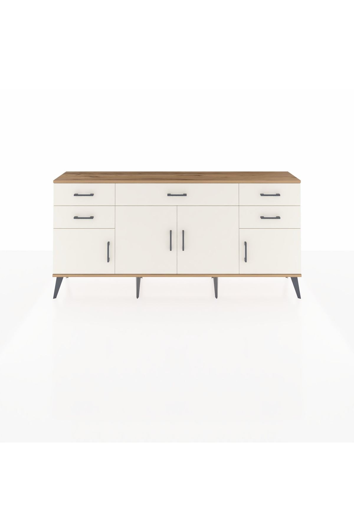 Arges Konsol Tek Raflı 5 Çekmeceli 4 Kapaklı 176x30x83 - S148M026V22A