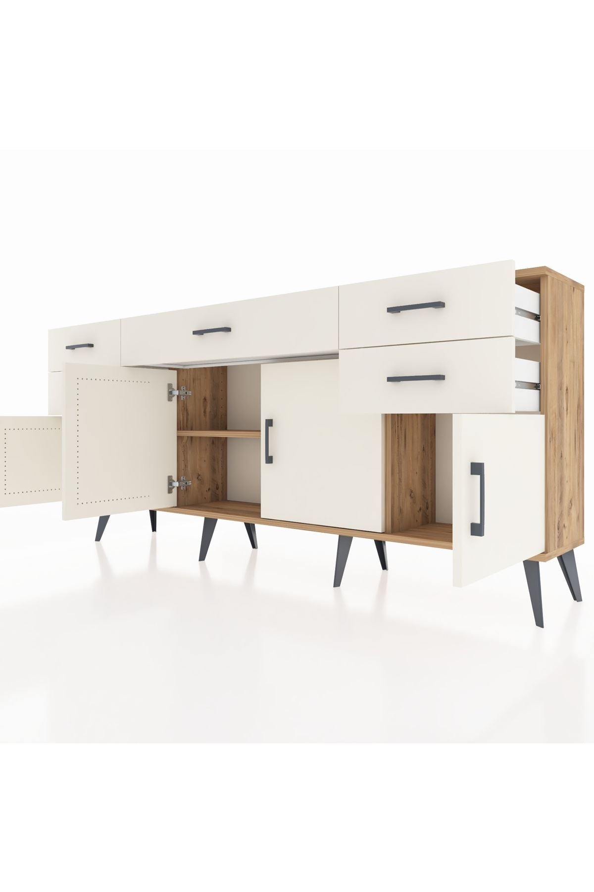 Arges Konsol Tek Raflı 5 Çekmeceli 4 Kapaklı 176x30x83 - S148M026V22A