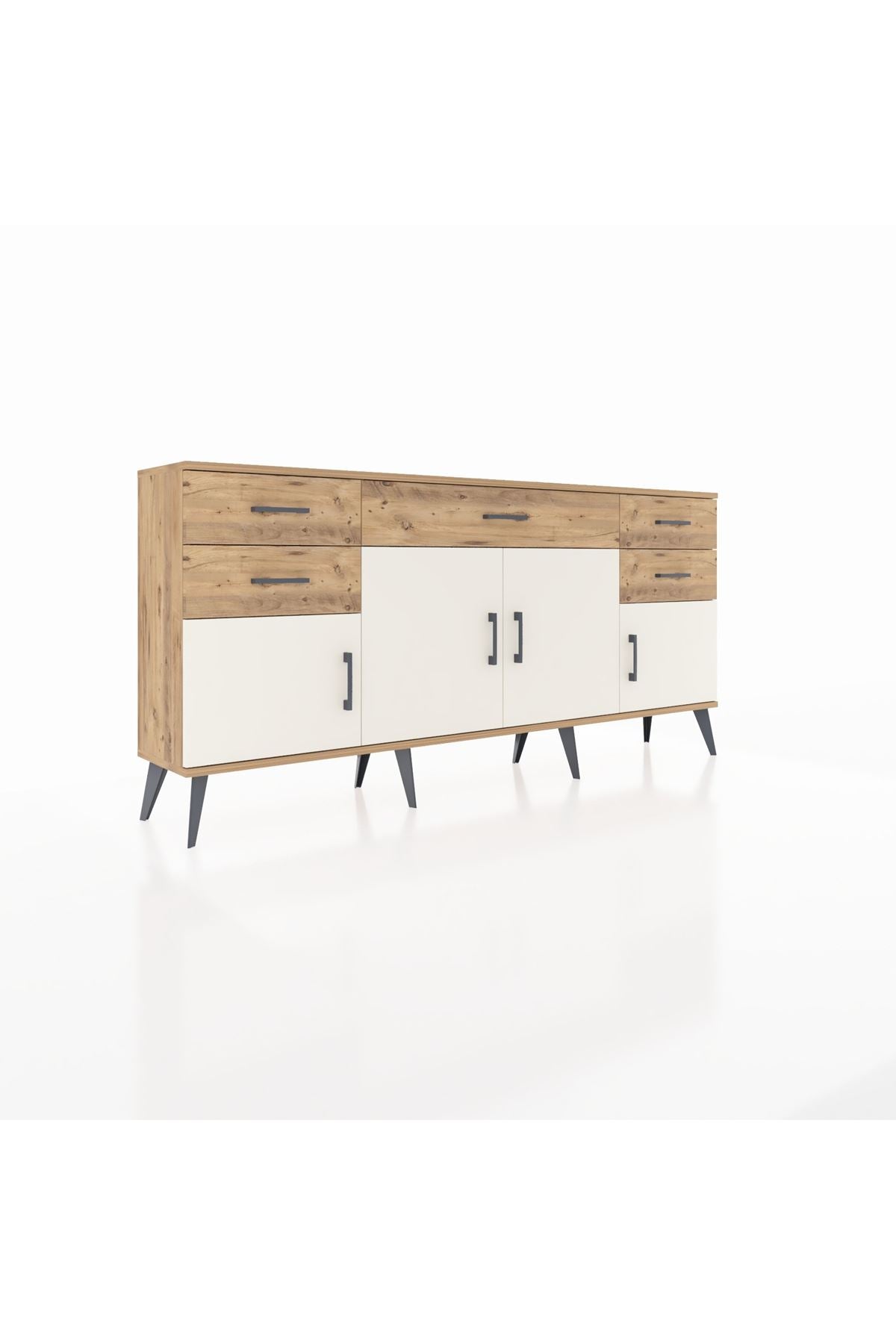 Arges Konsol Tek Raflı 5 Çekmeceli 4 Kapaklı 176x30x83 - S148M026V24A