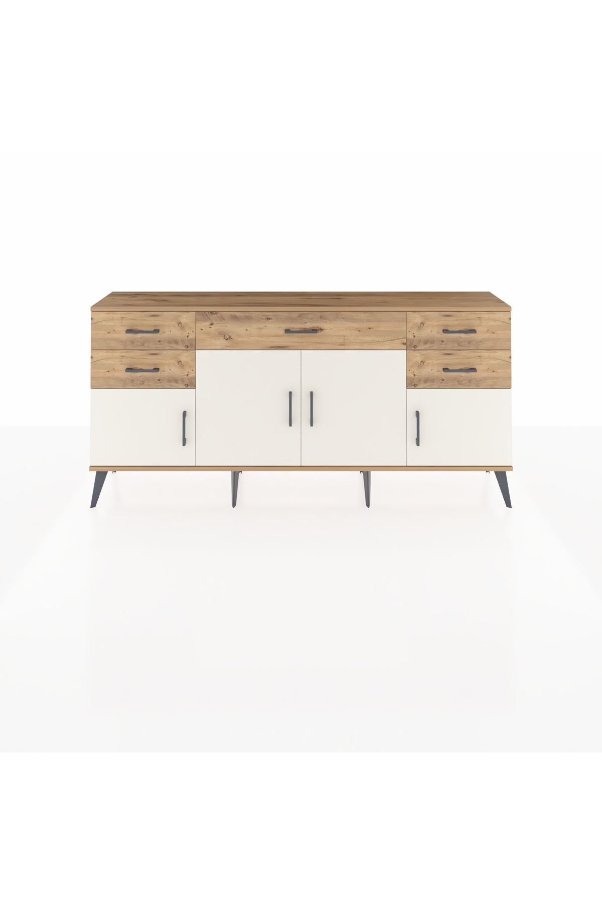 Arges Konsol Tek Raflı 5 Çekmeceli 4 Kapaklı 176x30x83 - S148M026V24A