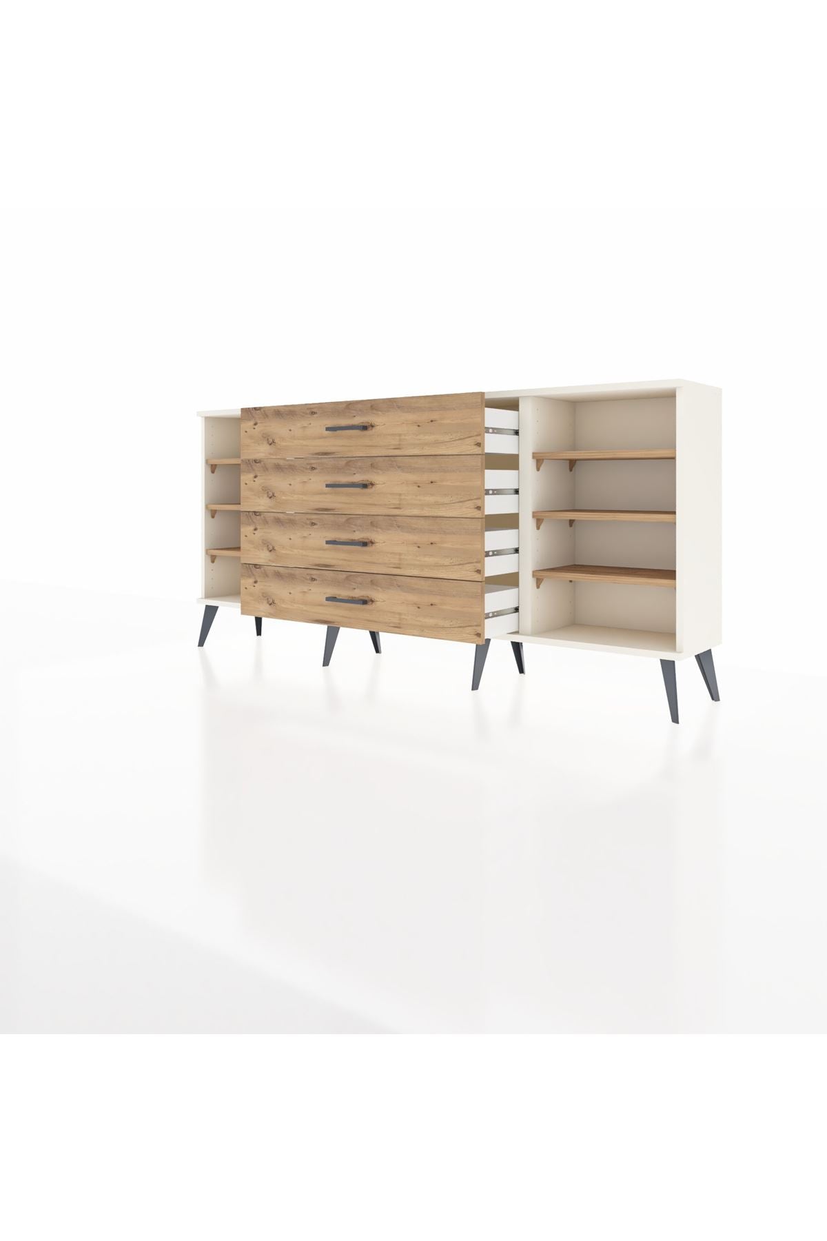 Arges Konsol 6 Raflı 4 Çekmeceli 176x30x83 - S148M027V03A