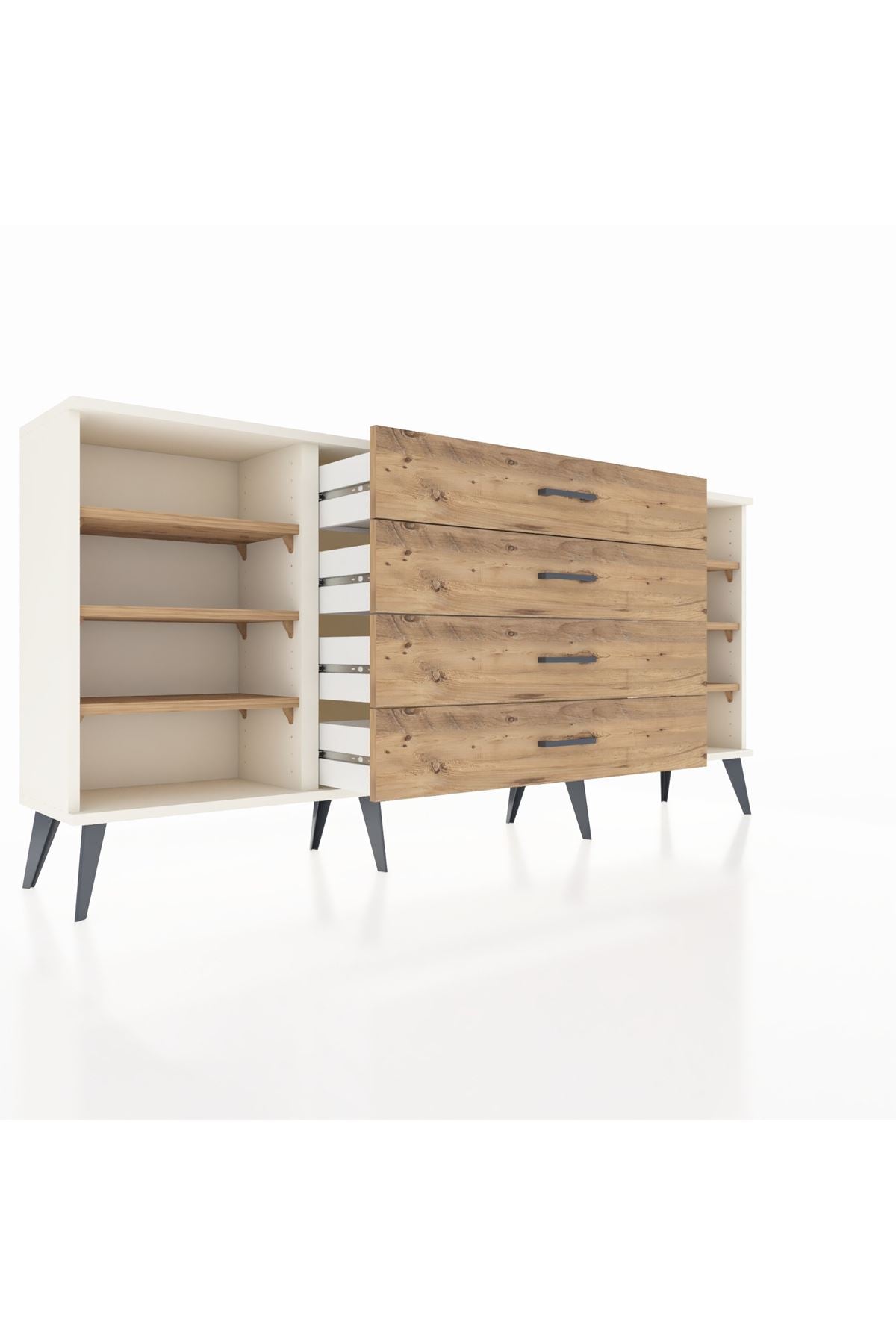 Arges Konsol 6 Raflı 4 Çekmeceli 176x30x83 - S148M027V03A