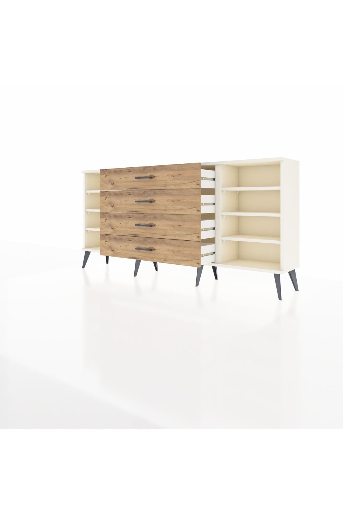 Arges Konsol 6 Raflı 4 Çekmeceli 176x30x83 - S148M027V06A