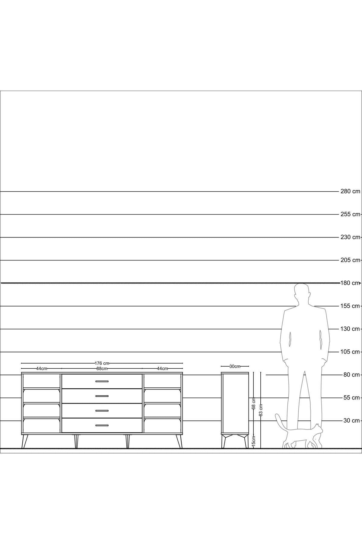 Arges Konsol 6 Raflı 4 Çekmeceli 176x30x83 - S148M027V06A