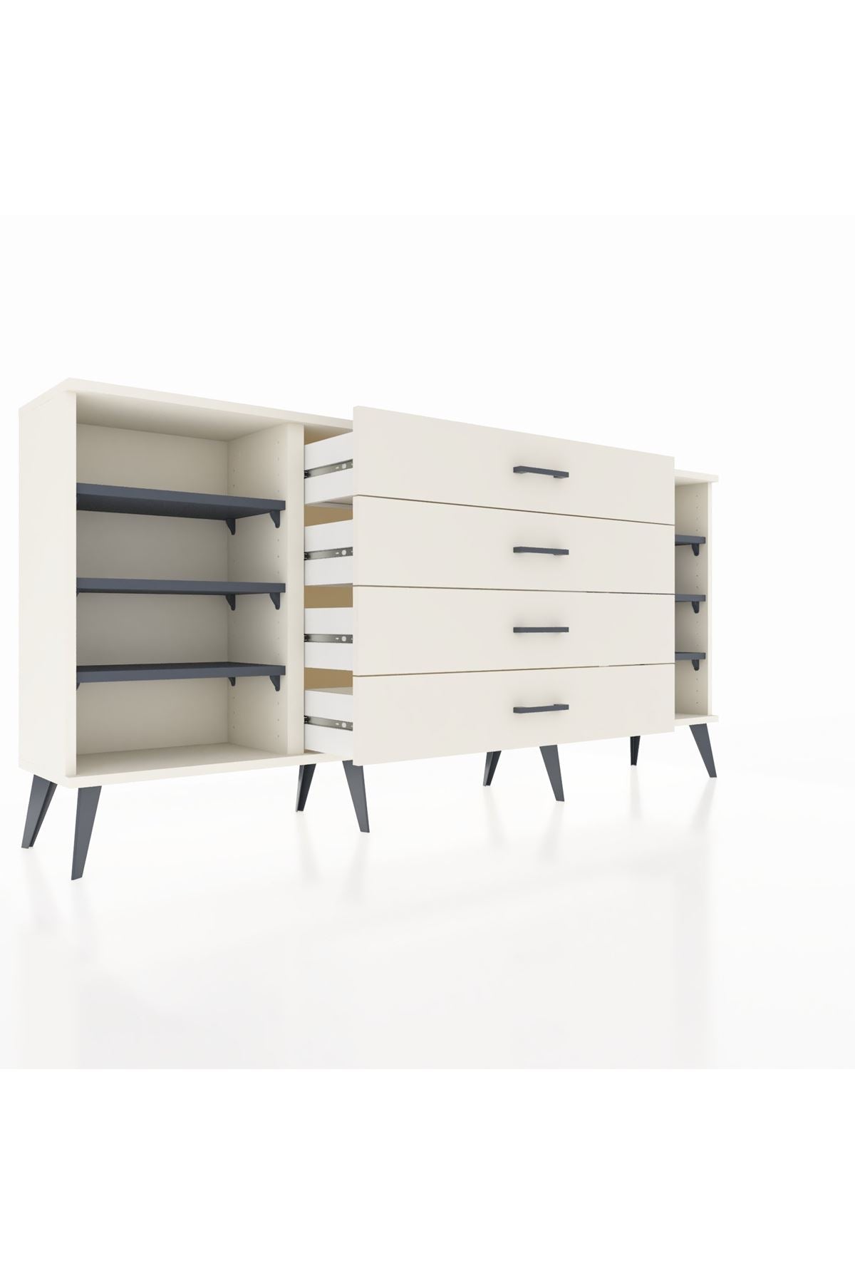 Arges Konsol 6 Raflı 4 Çekmeceli 176x30x83 - S148M027V07A