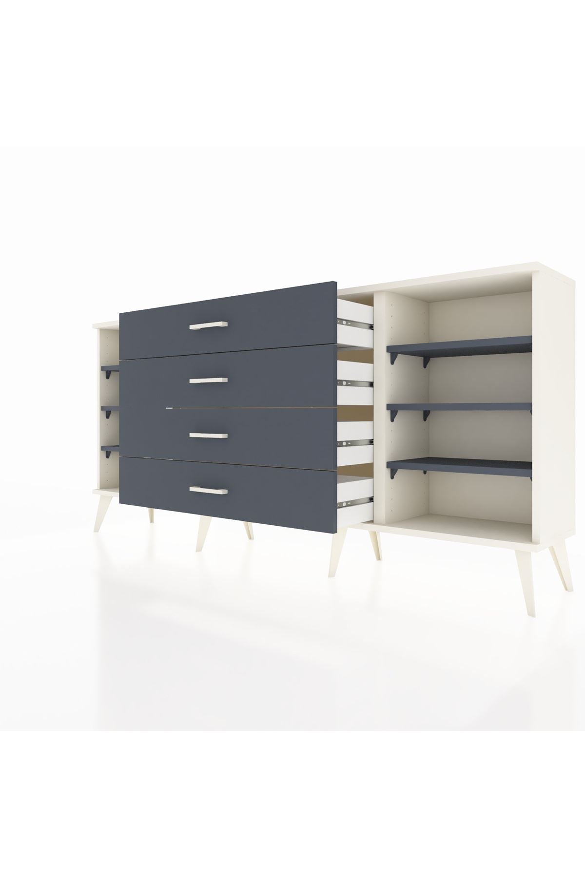 Arges Konsol 6 Raflı 4 Çekmeceli 176x30x83 - S148M027V08A