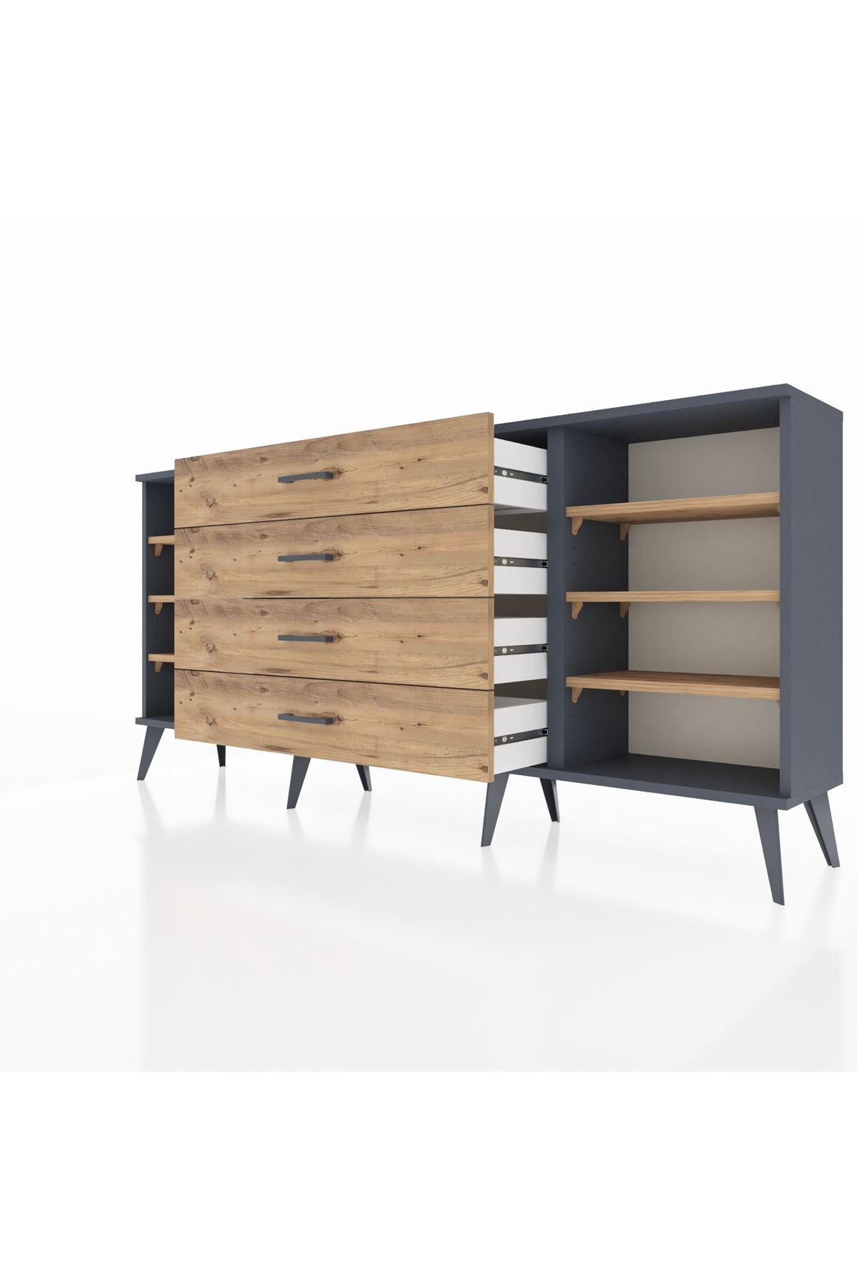 Arges Konsol 6 Raflı 4 Çekmeceli 176x30x83 - S148M027V12A