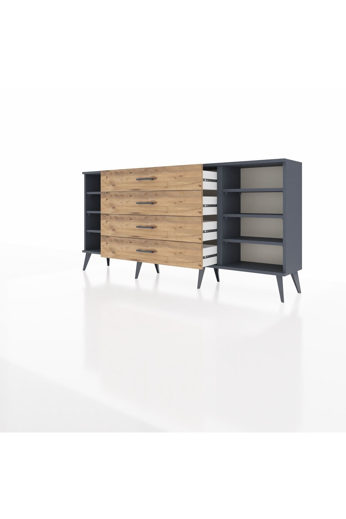 Arges Konsol 6 Raflı 4 Çekmeceli 176x30x83 - S148M027V18A