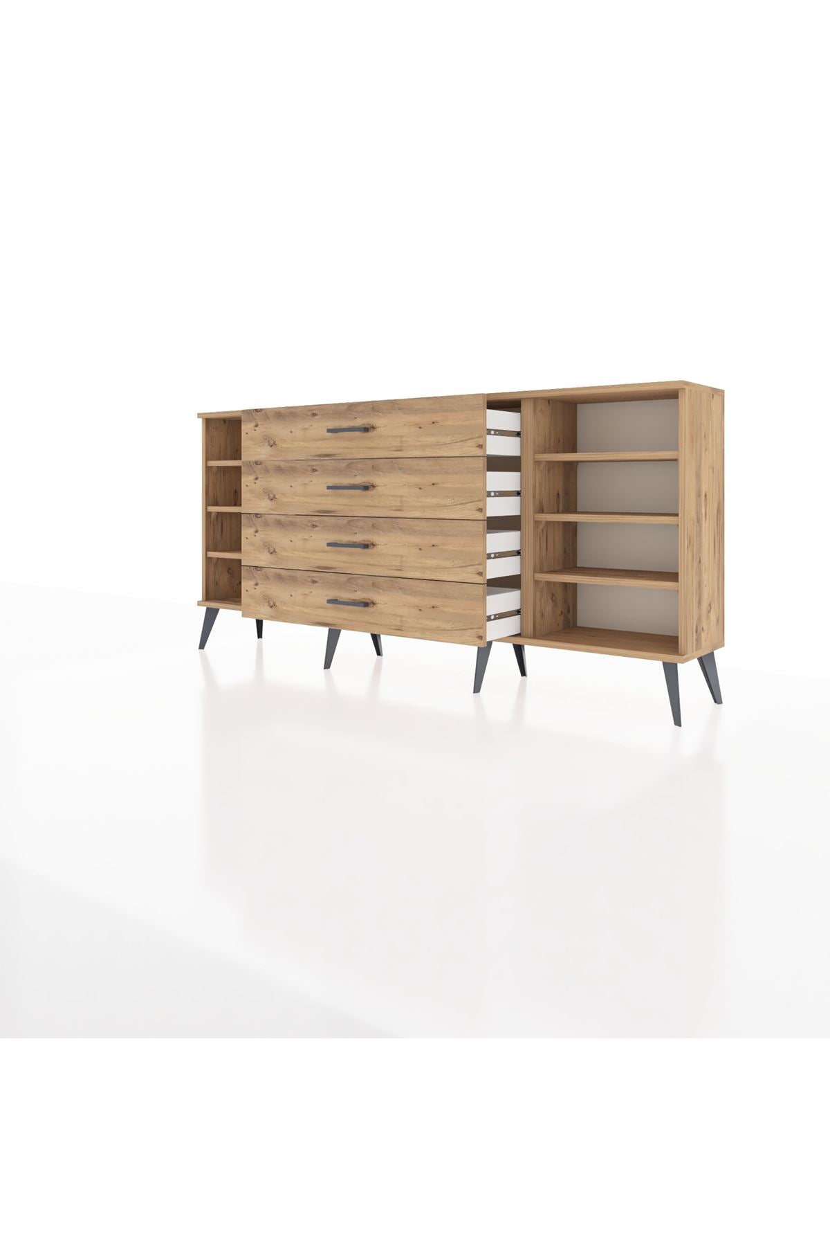 Arges Konsol 6 Raflı 4 Çekmeceli 176x30x83 - S148M027V21A