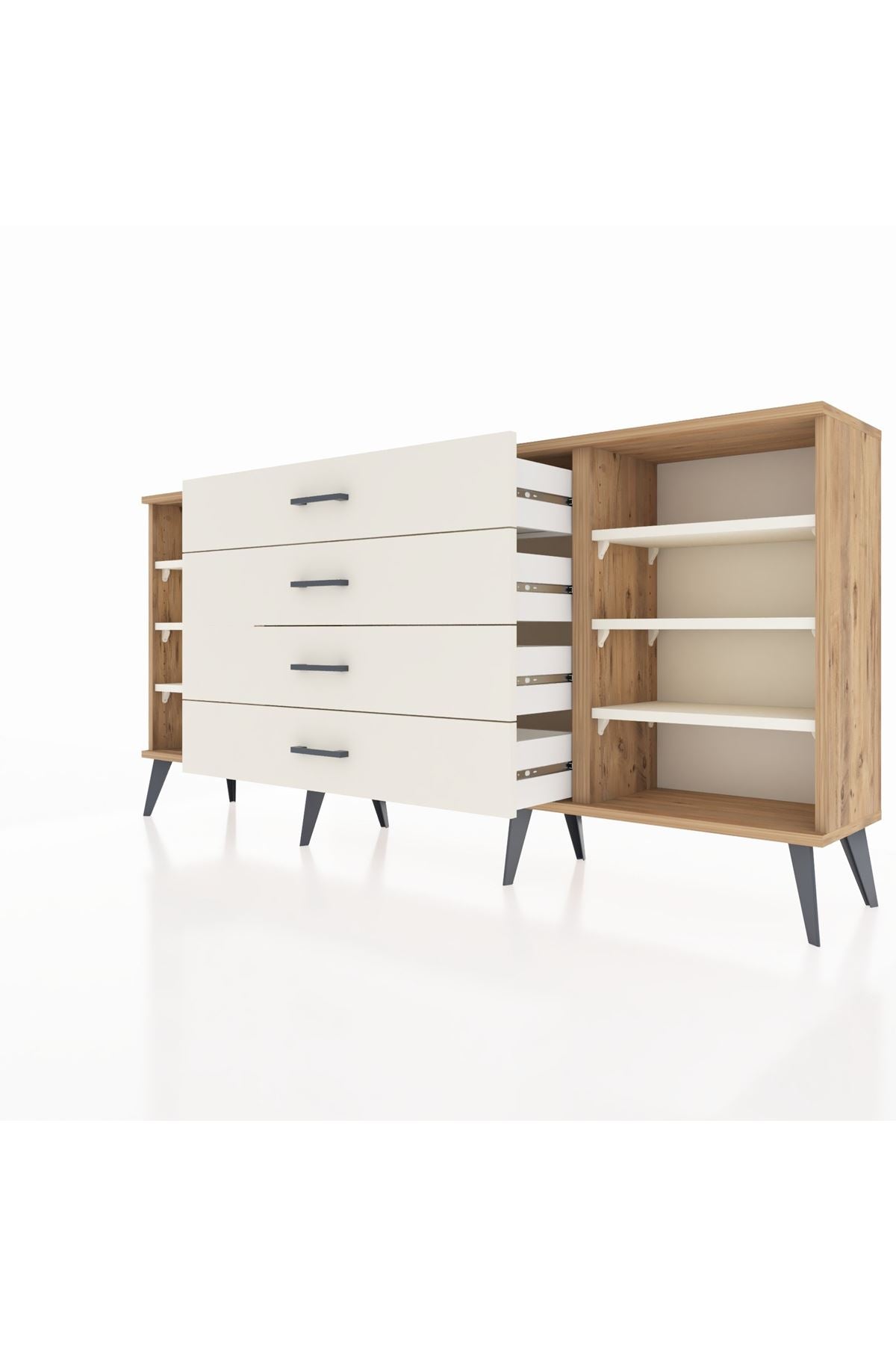 Arges Konsol 6 Raflı 4 Çekmeceli 176x30x83 - S148M027V22A