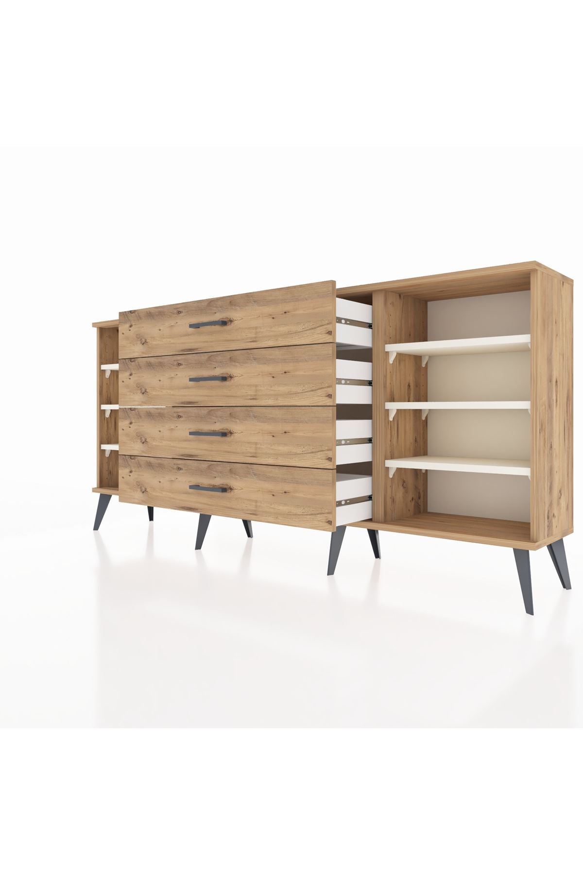 Arges Konsol 6 Raflı 4 Çekmeceli 176x30x83 - S148M027V24A