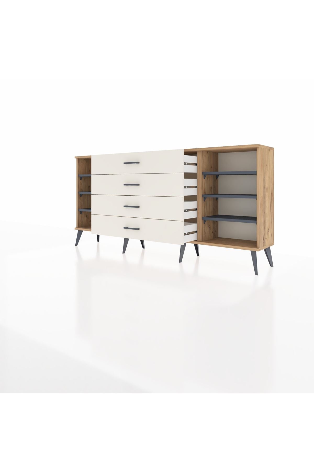 Arges Konsol 6 Raflı 4 Çekmeceli 176x30x83 - S148M027V25A