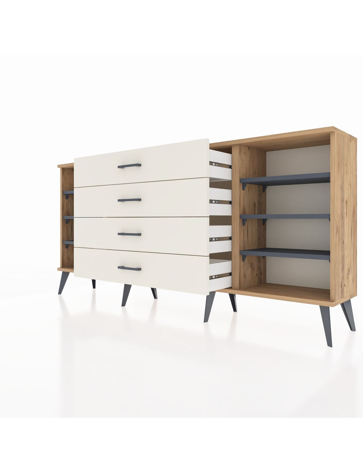 Arges Konsol 6 Raflı 4 Çekmeceli 176x30x83 - S148M027V25A