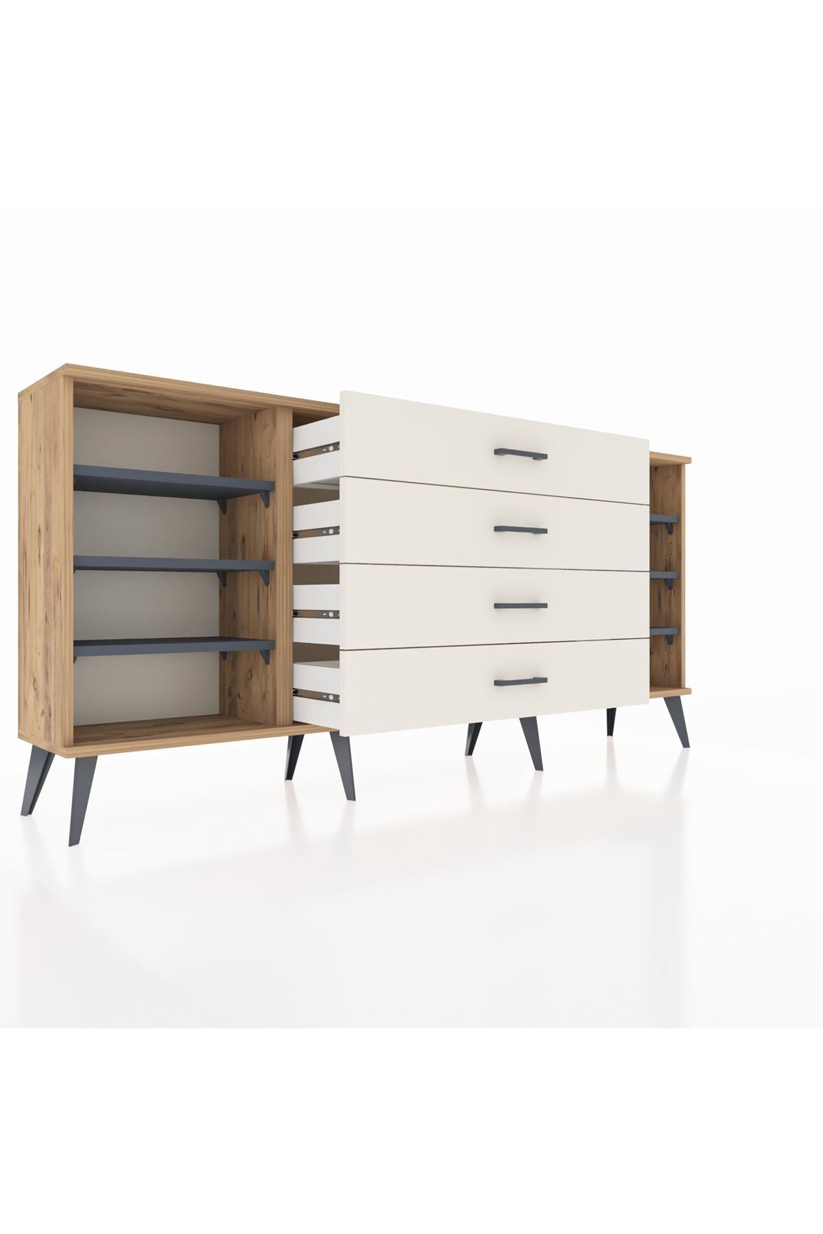 Arges Konsol 6 Raflı 4 Çekmeceli 176x30x83 - S148M027V25A