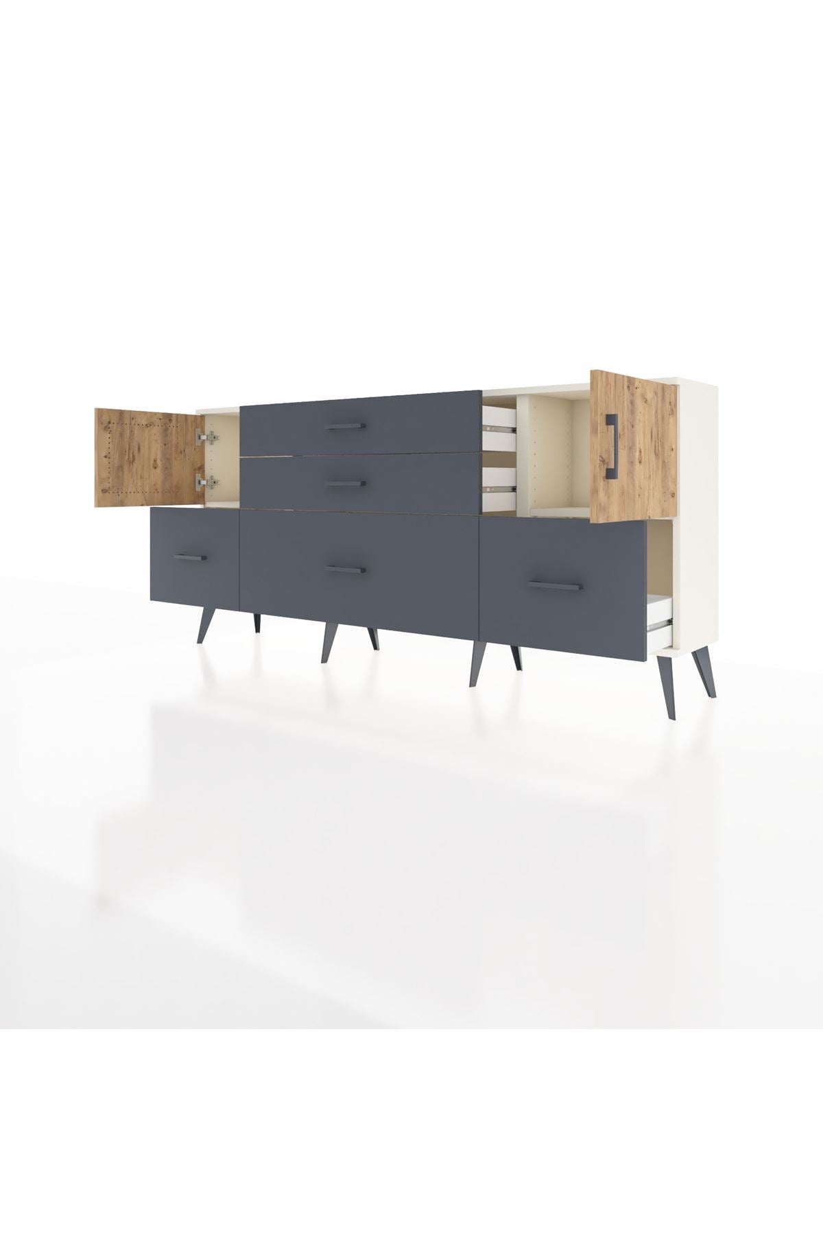 Arges Konsol 2 Raflı 5 Çekmeceli 2 Kapaklı 176x30x83 - S148M029V02A