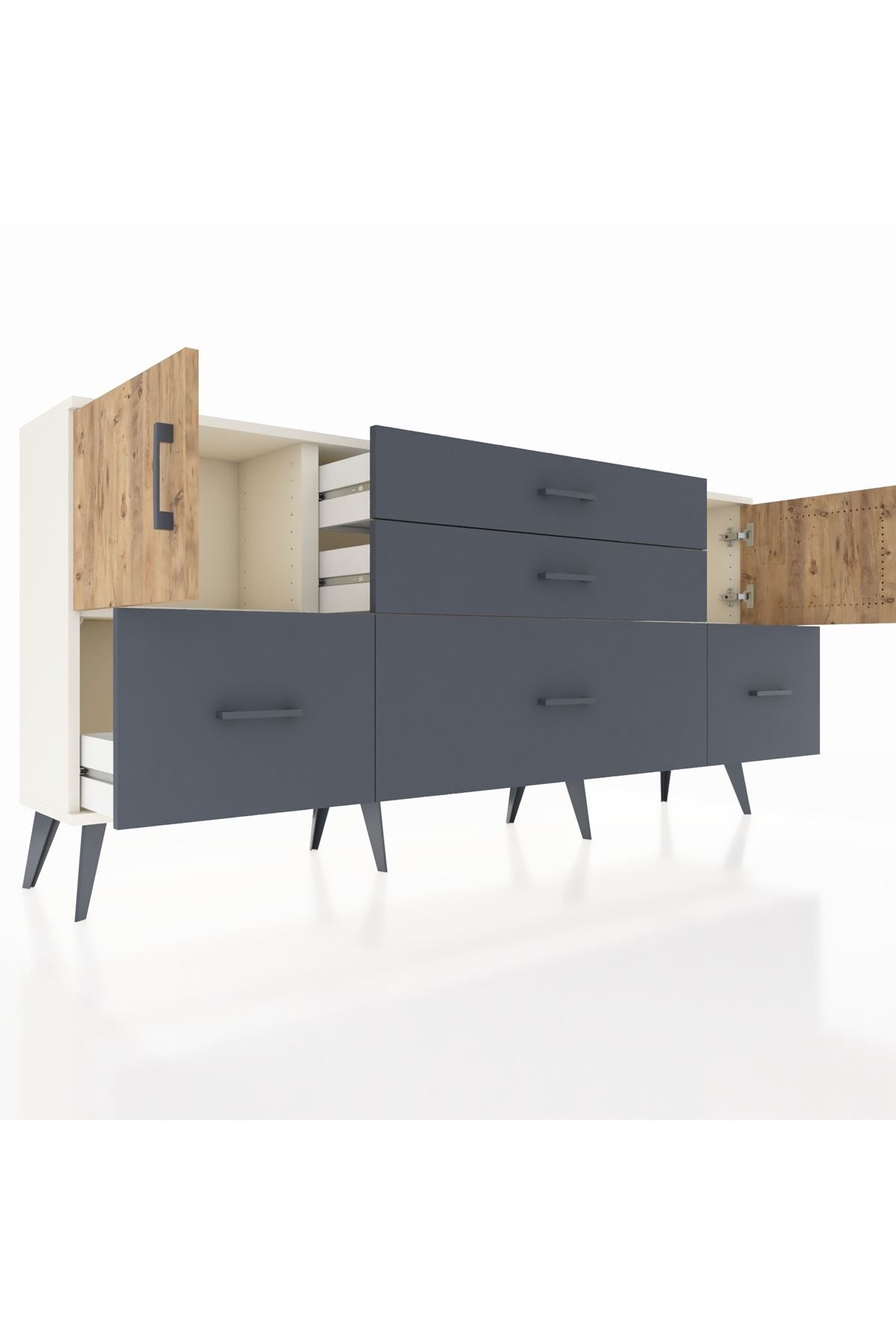 Arges Konsol 2 Raflı 5 Çekmeceli 2 Kapaklı 176x30x83 - S148M029V02A