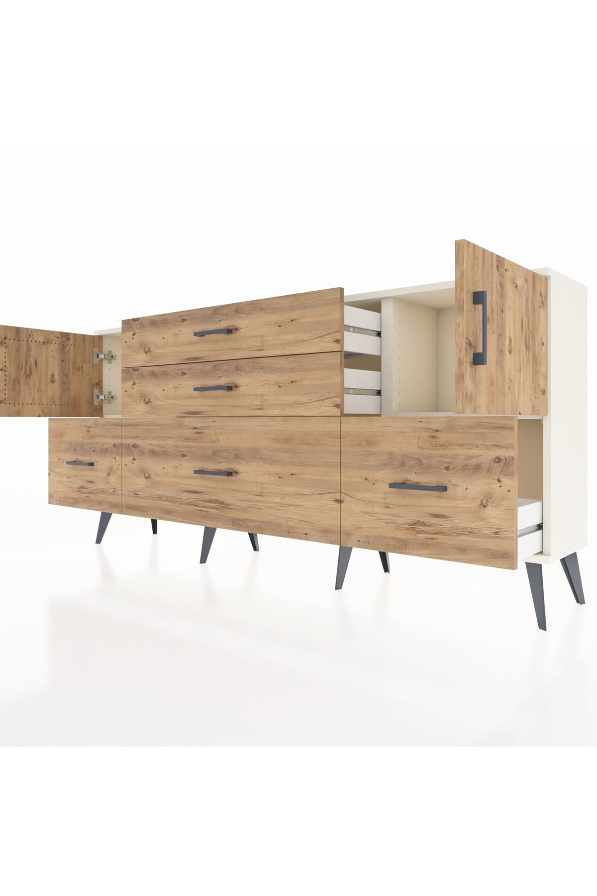 Arges Konsol 2 Raflı 5 Çekmeceli 2 Kapaklı 176x30x83 - S148M029V03A