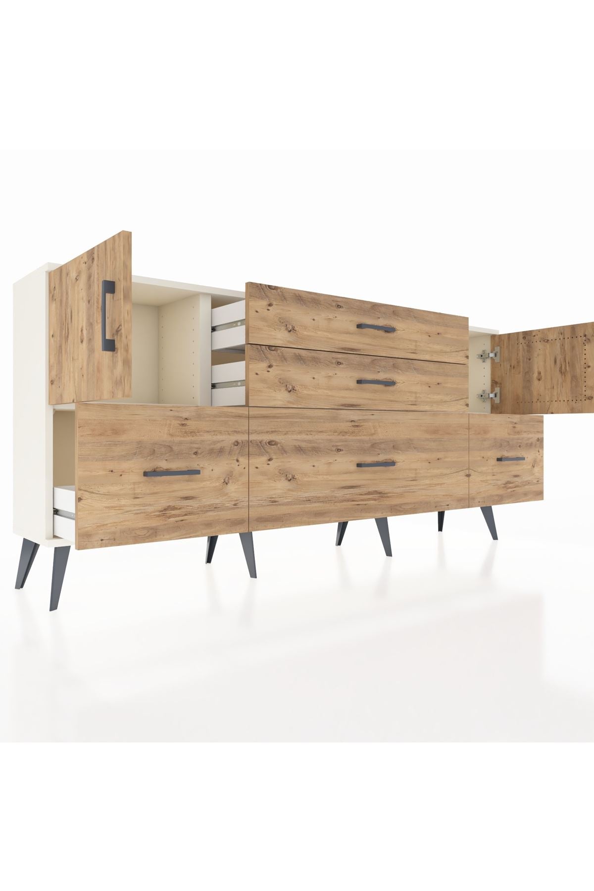 Arges Konsol 2 Raflı 5 Çekmeceli 2 Kapaklı 176x30x83 - S148M029V03A