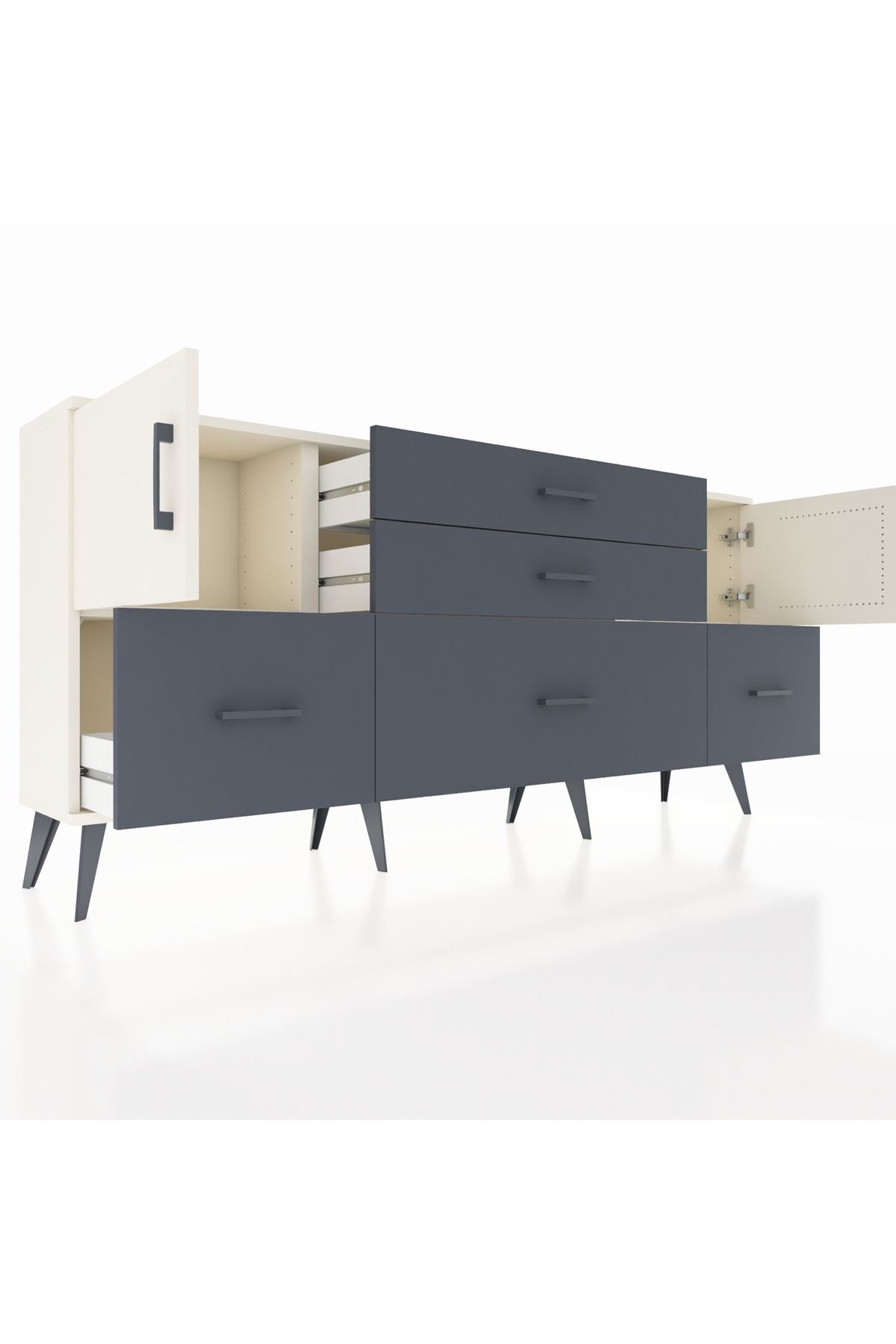 Arges Konsol 2 Raflı 5 Çekmeceli 2 Kapaklı 176x30x83 - S148M029V05A