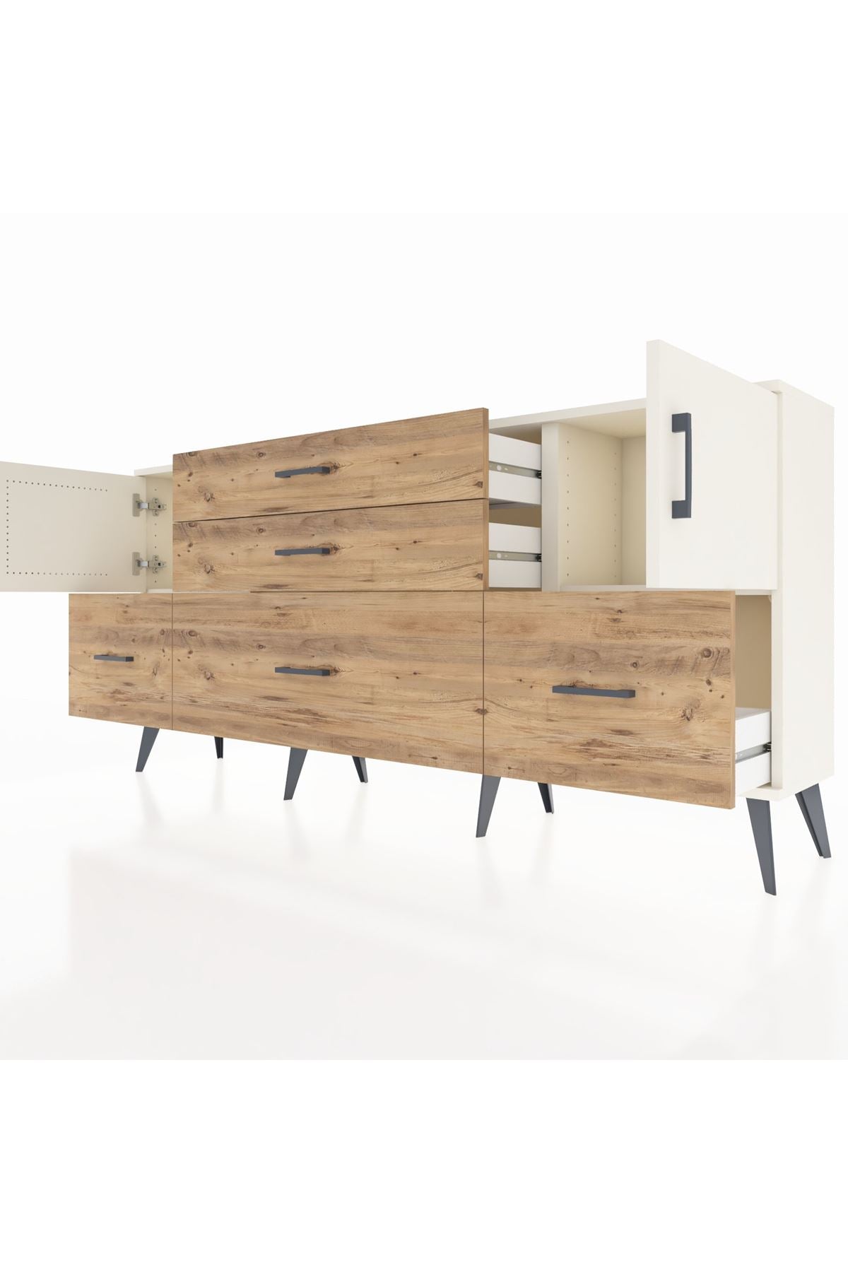 Arges Konsol 2 Raflı 5 Çekmeceli 2 Kapaklı 176x30x83 - S148M029V06A