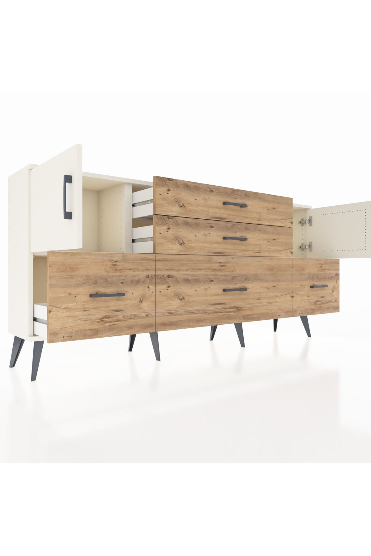 Arges Konsol 2 Raflı 5 Çekmeceli 2 Kapaklı 176x30x83 - S148M029V06A