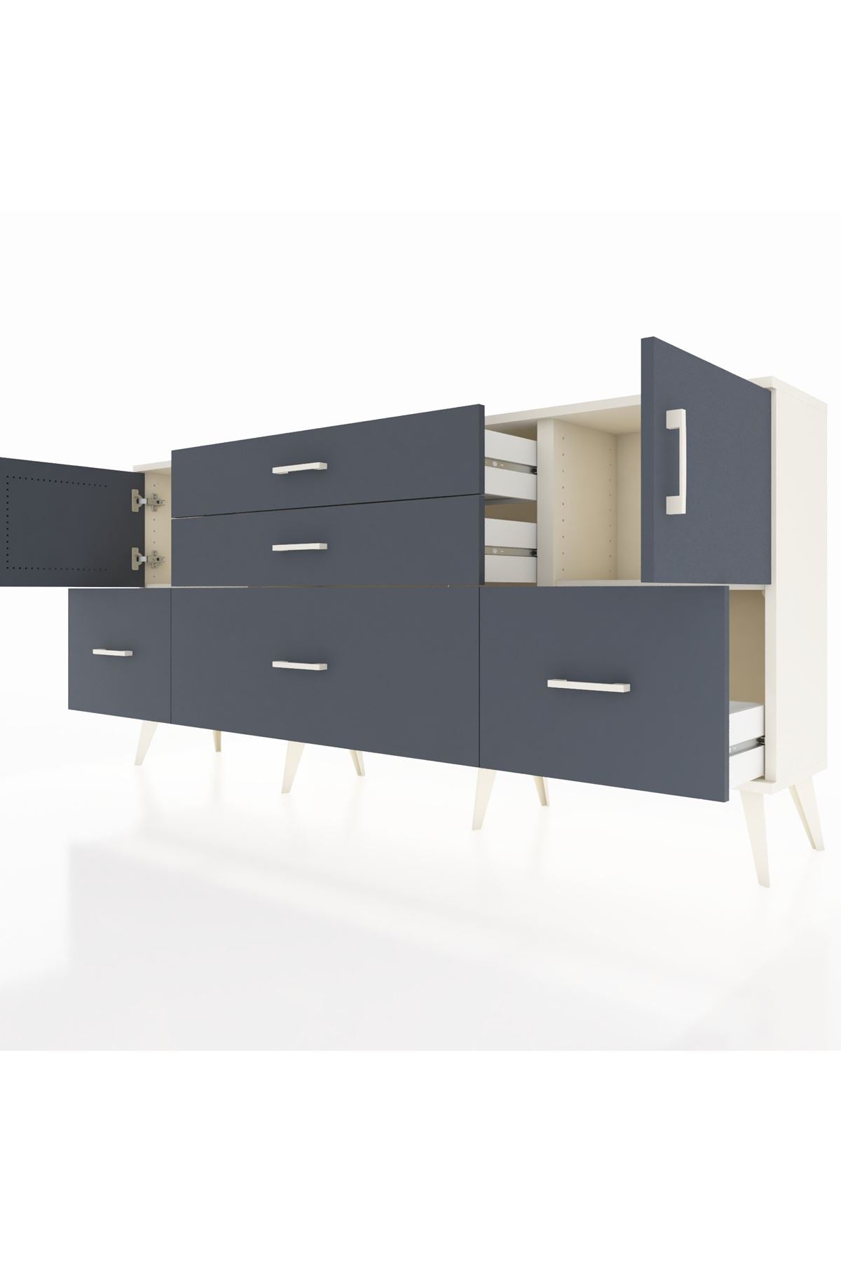 Arges Konsol 2 Raflı 5 Çekmeceli 2 Kapaklı 176x30x83 - S148M029V08A